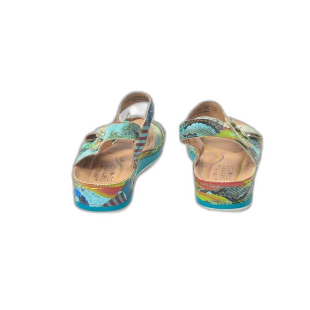 L'Artiste Blue Floral Charleen -Blum Leather Sandal Size 41 - Picture 5 of 6